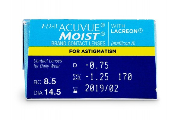 1-Day Acuvue Moist for Astigmatism Αστιγματικοί Ημερήσιοι (30 φακοί)