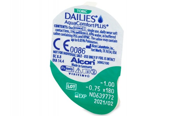 Dailies AquaComfort Plus Toric Αστιγματικοί Ημερήσιοι (30 φακοί)