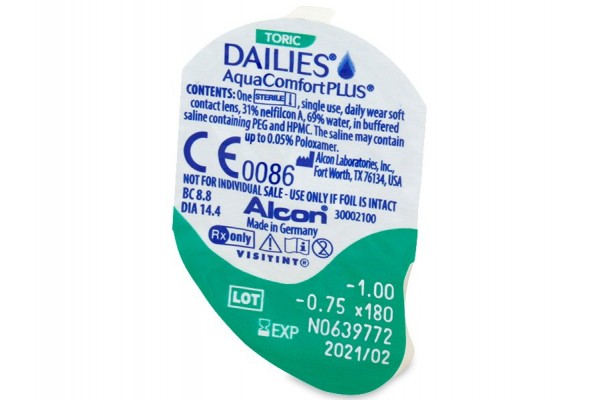 Dailies AquaComfort Plus Toric Αστιγματικοί Ημερήσιοι (30 φακοί)