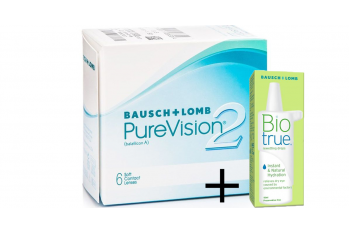 PureVision 2 Μυωπίας Υπερμετρωπίας Μηνιαίόι (6 φακοί) + Οφθαλμικές Σταγόνες Biotrue 10ml