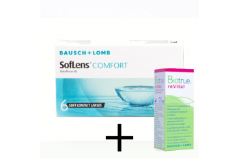 Soflens Comfort Μυωπίας Υπερμετρωπίας Μηνιαίοι (6 φακοί) + Οφθαλμικές Σταγόνες Biotrue Revital 10ml